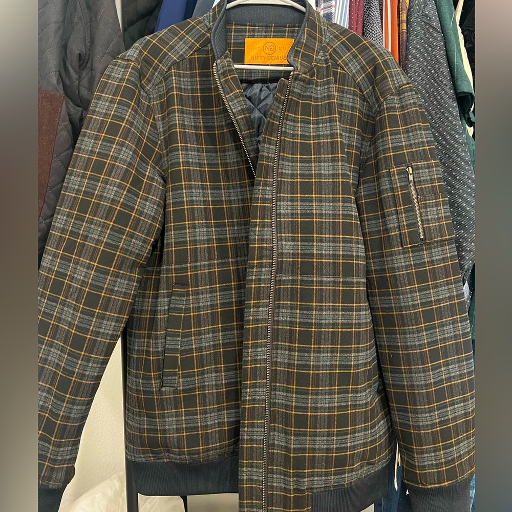 Nifty Genius plaid bomber size L NEW